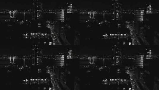 黑白色调下的城市风光高清在线视频素材下载