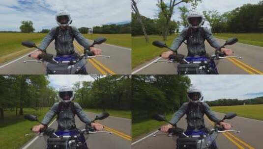 骑摩托车的男子正面视图高清在线视频素材下载