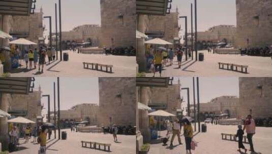 参观耶路撒冷老城的游客高清在线视频素材下载