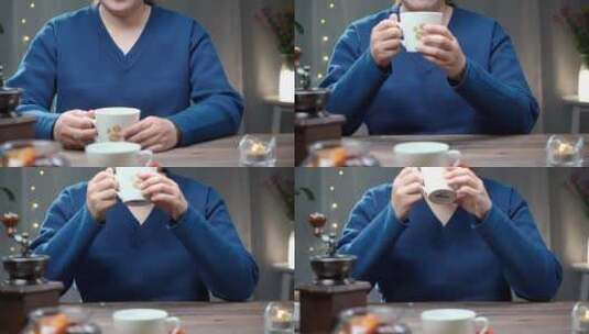 使用笔记本电脑喝咖啡的亚洲女性高清在线视频素材下载