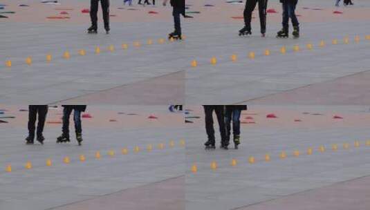 滨海休闲广场练习单排轮滑的少年高清在线视频素材下载