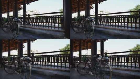 广西陆川县九洲江风雨桥榫卯结构高清在线视频素材下载