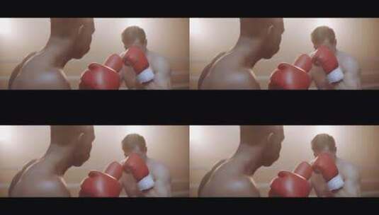 拳击手被对手打了一拳高清在线视频素材下载