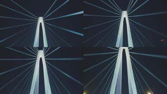 夜幕下的吊桥景观高清在线视频素材下载