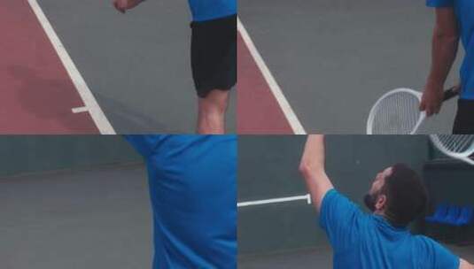 男子弹跳网球和发球高清在线视频素材下载