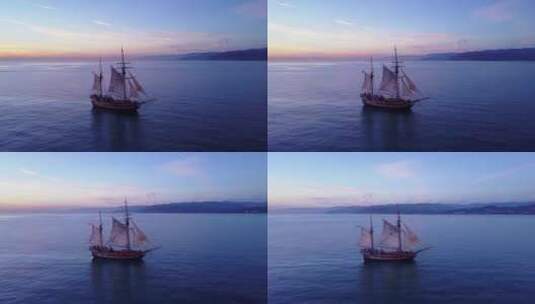 在海洋上航行的帆船高清在线视频素材下载