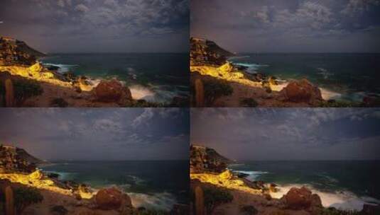 卡波海滩夜的延时摄影高清在线视频素材下载