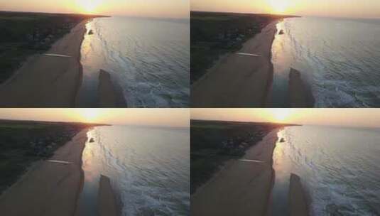 日落下海滩上空的天际线高清在线视频素材下载