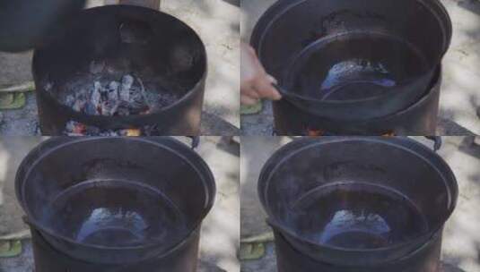 农村烧火煮饺子高清在线视频素材下载