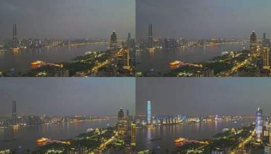 武汉长江灯光秀航拍延时高清在线视频素材下载
