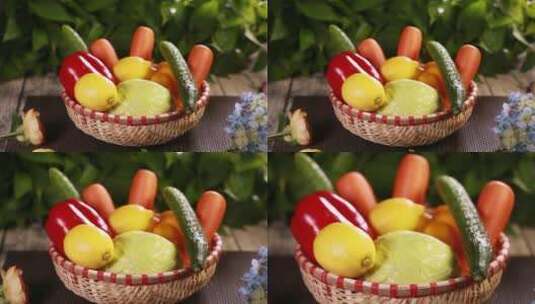 一篮健康蔬菜水果维生素高清在线视频素材下载