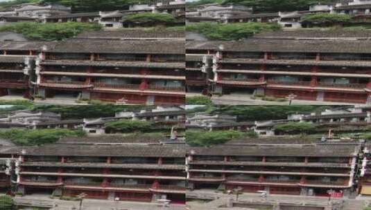 湖南湘西凤凰古城吊脚楼竖屏航拍高清在线视频素材下载