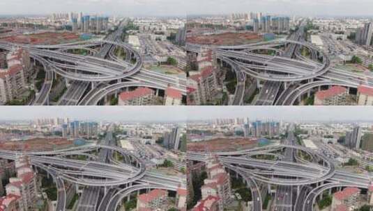 航拍 城市 高架桥 交通 枢纽高清在线视频素材下载