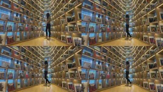 济南大明湖边书店，最美书店高清在线视频素材下载