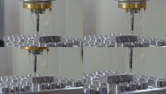 模具工厂CNC数控机床金属切割金属雕刻刀头高清在线视频素材下载