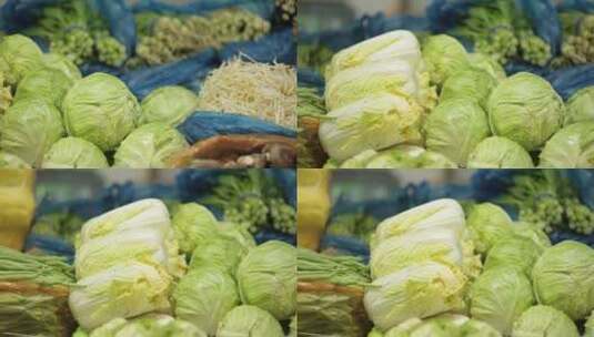 菜市场商贩卖各种蔬菜高清在线视频素材下载