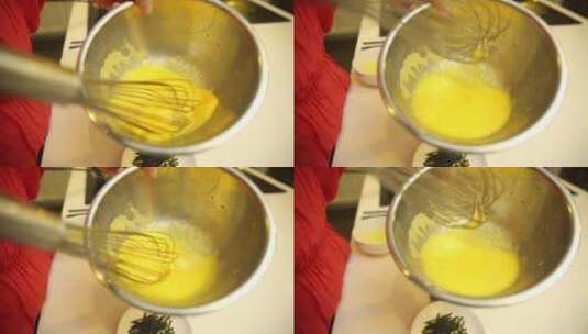 打蛋器搅拌鸡蛋液高清在线视频素材下载