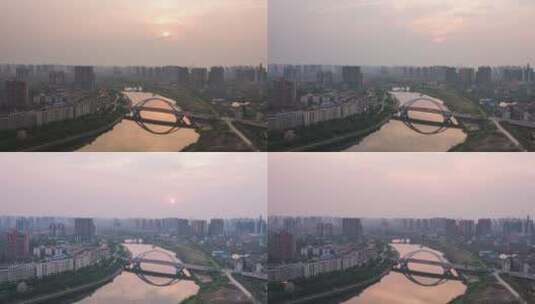 衡阳蒸水日落夜景延时摄影4k高清在线视频素材下载