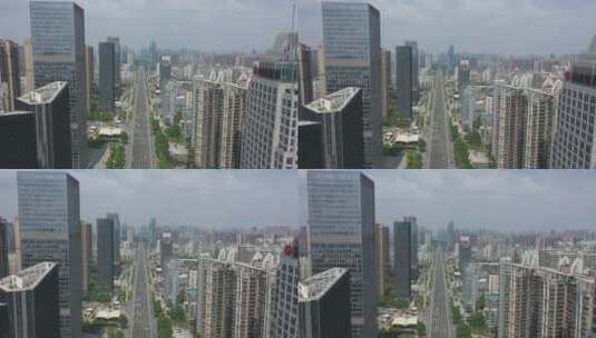 武汉街道口航拍群星城建筑马路空镜709高清在线视频素材下载
