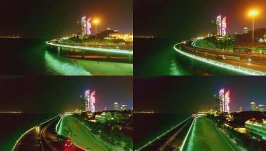前推航拍演武大桥世茂海峡双子大厦夜景高清在线视频素材下载
