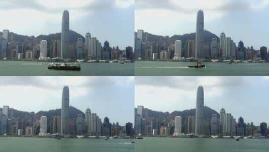 香港维多利亚港海面上行驶的船延时高清在线视频素材下载