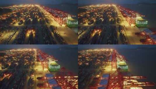 上海洋山港夜景航拍高清在线视频素材下载