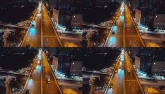 城市高架夜景航拍高清在线视频素材下载