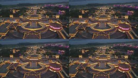 湖北襄阳中国唐城4A景区夜景高清在线视频素材下载