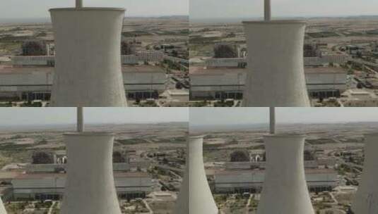 炼油厂的巨大烟囱高清在线视频素材下载
