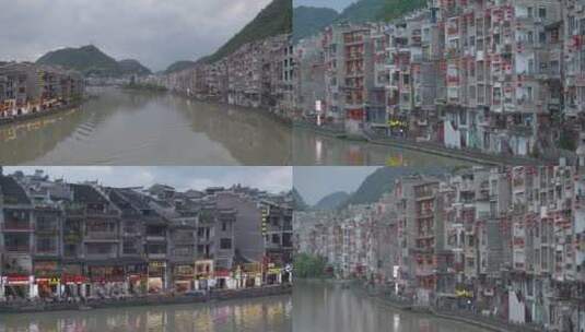 贵州镇远古城夜景实拍合集高清在线视频素材下载
