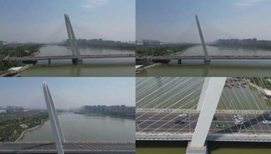西安浐灞彩虹桥灞河生态区航拍2高清在线视频素材下载