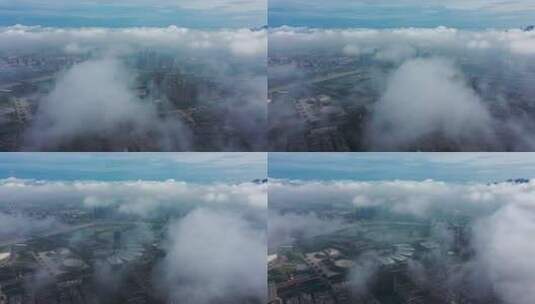 义乌城市地标云海航拍高清在线视频素材下载