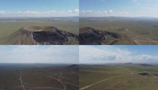 中国内蒙古乌兰察布火山航拍高清在线视频素材下载