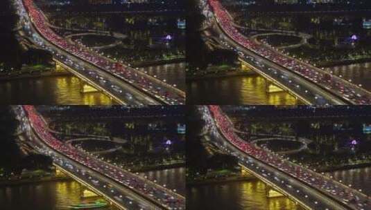 夜间交通繁忙的公路高清在线视频素材下载