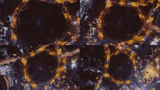 南京鼓楼夜景航拍高清在线视频素材下载