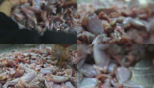 清洗牛蛙肉制作干锅牛蛙火锅高清在线视频素材下载