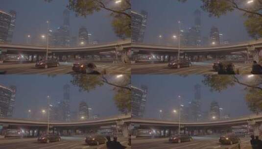 北京夜景 国贸夜景车流高清在线视频素材下载