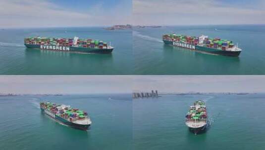 轮船海上轮船集装箱船巨轮高清在线视频素材下载