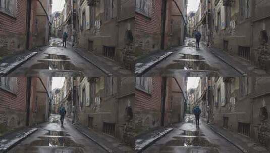 独自走在街道上的男人高清在线视频素材下载