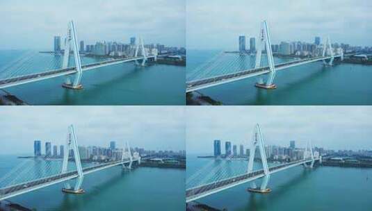 航拍海口世纪大桥全景高清在线视频素材下载