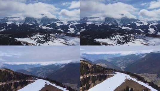 4K航拍意大利多洛米蒂公园度假滑雪轨道车高清在线视频素材下载
