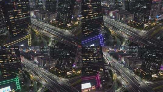 4K车公庙建筑群夜景航拍高清在线视频素材下载