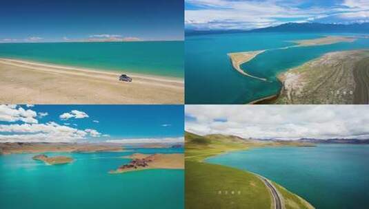 原创 西藏高原湖泊自然风光延时航拍高清在线视频素材下载