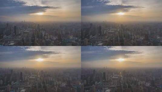 上海城市蓝天白云航拍延时4K高清在线视频素材下载