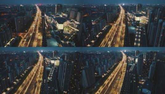 夜幕下的上海高架交通高清在线视频素材下载