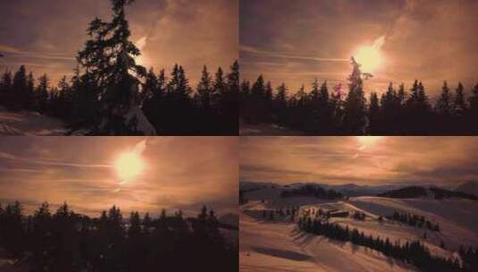阳光下的滑雪场高清在线视频素材下载