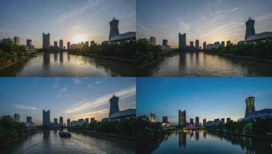 杭州环球中心日转夜延时高清在线视频素材下载