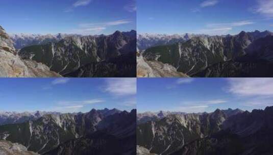 从澳大利亚蒂罗尔塞菲尔德附近的西菲尔德乔奇拍摄的阿尔卑斯山锯齿状山峰的平面图高清在线视频素材下载