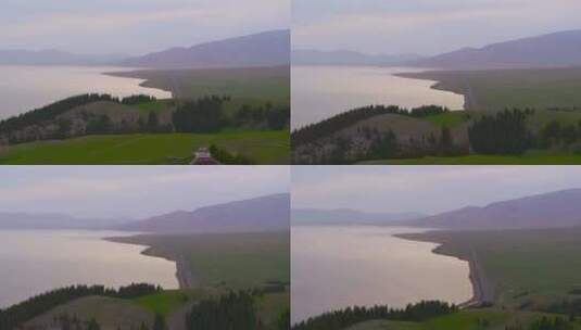 4K航拍新疆赛里木湖自然美景高清在线视频素材下载