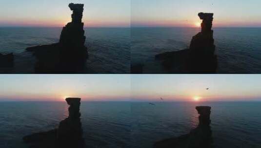 日落时岩石形成的鸟瞰图高清在线视频素材下载